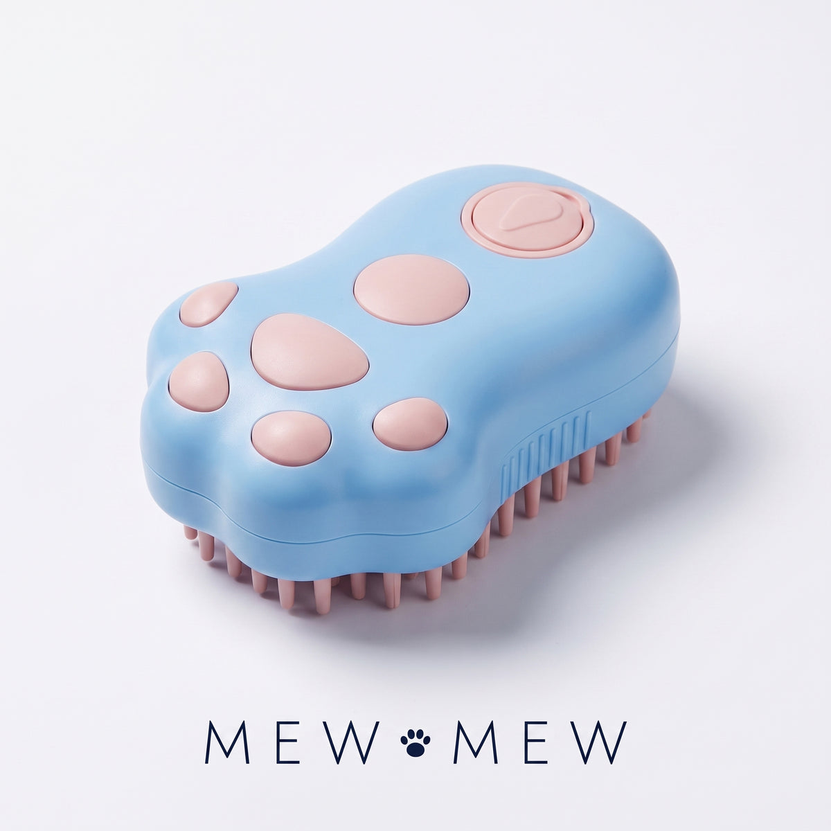 The soft silicone teeth of the Steam Brush, holding loose cat fur